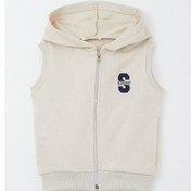 Resim Breeze Erkek Çocuk Yelek Harf Nakışlı Fermuarlı 3-8 Yaş, Krem Krem 