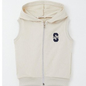 Resim Breeze Erkek Çocuk Yelek Harf Nakışlı Fermuarlı 3-8 Yaş, Krem Krem 