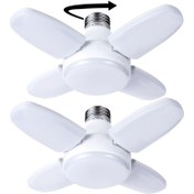 Resim 2 adet Mini Fan Kanat LED Ampuller, 4+1 LED Yaprak Işık Ampulleri, Yüksek Parlaklık, Ayarlanabilir Garaj Tavan Aydınlatması için Yatak Odası, Yemek Odası, Atölye, Depo - Kablolu, Pil Gerekmez, Enerji Verimli Ampuller, Ev ve Karavan Aydınlatması için LED Ampüller 