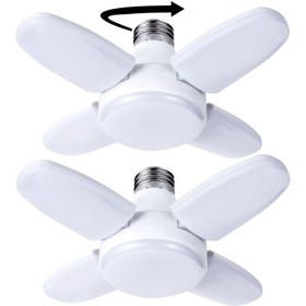 Resim 2 adet Mini Fan Kanat LED Ampuller, 4+1 LED Yaprak Işık Ampulleri, Yüksek Parlaklık, Ayarlanabilir Garaj Tavan Aydınlatması için Yatak Odası, Yemek Odası, Atölye, Depo - Kablolu, Pil Gerekmez, Enerji Verimli Ampuller, Ev ve Karavan Aydınlatması için LED Ampüller 