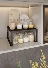 Resim Durusilya Mobilya Metal Dolap Içi Raf Düzenleyici Büyük Boy Tezgah Üstü Düzenleyici Mutfak Metal Raf Metal Organizer 