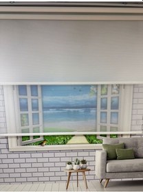 Resim Çift Mekanizmalı Tül Ve Stor Perde - Model 9 Beyaz 