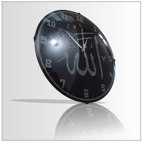 Resim Bombe Camlı 30 Cm Taşlı Allah (C.C.) Lafzı Duvar Saati Siyah 