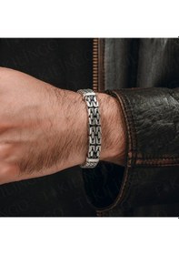 Resim 925 Ayar Gümüş El İşlemeli Örgü Zincir Model Erkek Bileklik Gümüş 