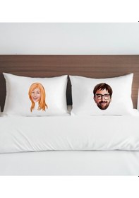 Resim Bk Gift Kişiye Özel Karikatürlü Pamuklu 2 Li Yastık Kılıfı Seti-1 50x70cm , Sevgiliye , Ev si, Tasarım Ev Tekstili 