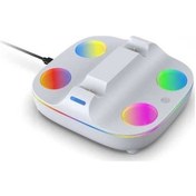 Resim Ankatek Ps5 Şarj İstasyonu Rgb Ortam Işıklı Çift Denetleyici Şarj Cihazı Beyaz Bağlantı Standı - Kontrol Ünitesi 