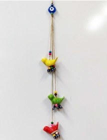 Resim Kuş Tasarımlı Nazar Boncuklu Duvar Süsü 