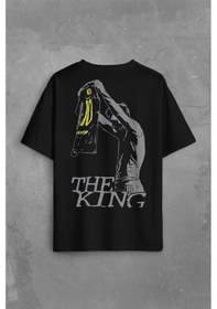 Resim The King Leo Lionel Messi Barcelona Forma Beyaz Sırt Ön Baskılı Oversize Tişört Unisex T-shirt 001 