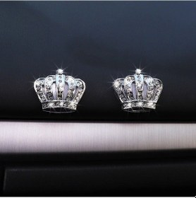 Resim 2 Glitter Metal Taç Logo Yapay Elmas İle Blingbling Yapıştırıcı Set Araba İç Sliver Sliver 