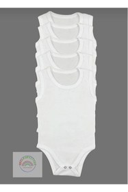 Resim ARELSTORE Bebek Basic Pamuk Penye Bisiklet Yaka 5 Li Atlet Body Zıbın 3-4-5-6 Yaş 