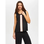 Resim Faik Sönmez Renk Bloklu Zigzag Nakışlı V Yaka Kadın Atlet US25ATL012 (US25ATL012) 