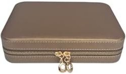 Resim Kadın Takı Kutusu Ahşap Çok Gözlü, Taşınabilir, Fermuarlı Mücevher Saklama ve Düzenleme Kutusu – Yüzük, Kolye, Bilezik Organizer” 