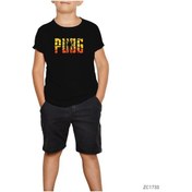 Resim Pubg Logo Cracked Siyah Çocuk Tişört Siyah 