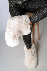 Resim Beyond Kadın Krem Bumble İçi Kürklü Ultra Hafif Tüylü Panduf 4cm BYND03 - Krem / 38 