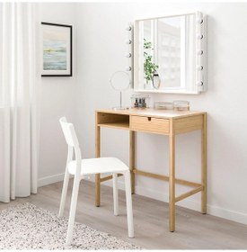 Resim Bambu Makyaj Masası, Meridyendukkan 76x47 Cm Çekmeceli Tuvalet Masası 