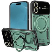 Resim iPhone Uyumlu 17 Büyük Pencere Magsafe Tutucu Telefon Kasası İçin Yeşil 