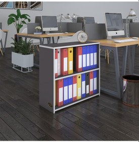Resim Kenzlife Klasörlük Raflı Burutay Gri 70 80 30 Kitaplık Ofis Arkalıksız Çok Renkli 