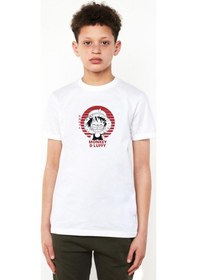 Resim Tshirthane One Piece Anime Monkey D Luffy Beyaz Çocuk Bisikletyaka Tshirt Beyaz 