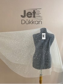 Resim JetDukkan Kısa Yoğun Simli Duvak Taraksız - Parlak Ve Göz Alıcı , Gelinlik ,için, Nikah, Düğün 