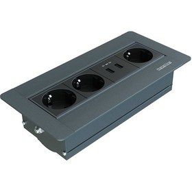 Resim Metalline® Sole-line Dönmeli Masaüstü Priz Kutusu Usb - Antrasit 