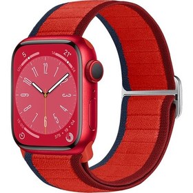Resim iOs Watch Uyumlu Serisi İçin 4 44mm Naylon Elastik Toka Saat Bandı Kırmızı 