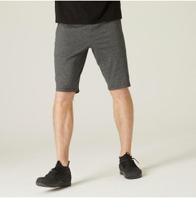 Resim Decathlon Domyos Erkek Koyu Gri Spor Şortu 500 - Regular - Fitness Hafif Antrenman 