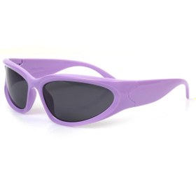 Resim TomyHelf Bisikletçi Gözlüğü Mor Çerçeve Siyah Cam Rüzgar Korumalı 