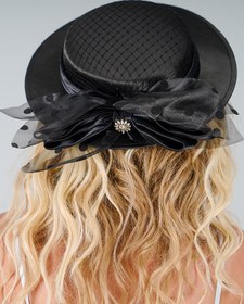 Resim Saten Matmazel Model Nikah Şapka Siyah 