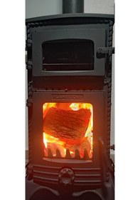 Resim Lüx 3 Camlı Kuzineli Döküm Soba 