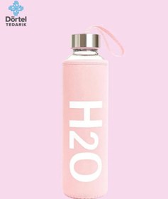 Resim H2o Kılıflı Cam Matara 500 Ml Pembe 