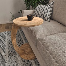 Resim -Tekerlekli C Sehpa Koltuk Sehpası Yan Sehpa Zigon Sehpa Servis Sehpası (Tek Ebat, Atlantik Çam) 