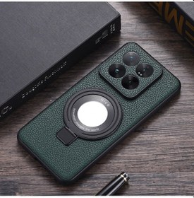 Resim Büyüteç Tutucu Litchi Doku Pu Telefon Kasası Yeşil , Boyut:xiaomi 14 Pro İçin Mavi 