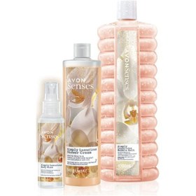 Resim Avon Senses Simply Luxurious Vücut Spreyi 100 ML + Simply Luxurious Banyo Köpüğü 1 L + Kremsi Duş Jeli 500 ML 
