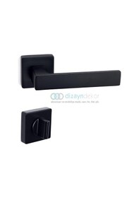 Resim Fosil Rozetli Kapı Kolu Mat Siyah - Wc 