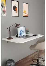 Resim Katlanabilir Duvara Monte Masa - 50x90 Cm Ofis, Ev Çalışma Masası Beyaz 