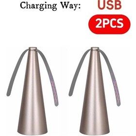 Resim Goldenqian 1/2 Adet Sinek Kovucu Otomatik Fan Sinek Fanları Haşere Kovucu Masa Fanı Pil/usb Powered Böcek Kovucu Sinekleri Uzak Tutmak Usb Gold 2pcs 