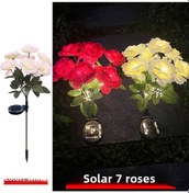 Resim Fosenze Güneş Enerjili 7 Başlı Gül Buketi Led Işık, Nikah Bahçe Dekorasyonu, Sevgililer Günü Simülasyon Çiçek Aydınlatması Beyaz , Toplu Perakende 