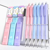 Resim Dört Şeker Pastel Mekanik Kalem Seti - 6 adet 0.5mm ve 0.7mm Kalem ile 360 adet HB #2 Kurşun Dolumları, 3 adet Silgi ve 9 adet Silgi Dolumları, Cadılar Bayramı ve Noel Hediye Verme için Mükemmel 