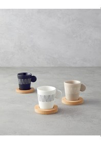 Resim English Home Bona Stoneware 6 Parça 3 Kişilik Kahve Fincan Takımı 70 Ml Siyah-beyaz-bej Siyah-beyaz-bej 