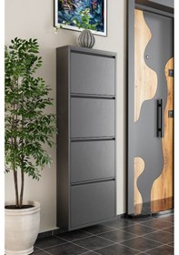 Resim 4 Kapaklı Metal Ayakkabılık Antrasit Antrasit 
