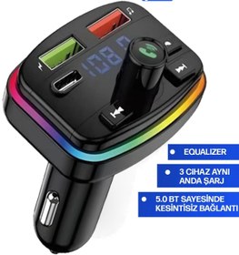 Resim TEKNETSTORE Transmitter Bluetooth FM Araç Kiti Kolay Bağlantı Araba Müzik Mp3 Çalar Oto Çakmaklık Hızlı Şarj 