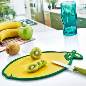 Resim Emofom Limon Şeklinde Kaydırmaz Kesme Tahtası & Sebze Meyve Kesim Panosu 