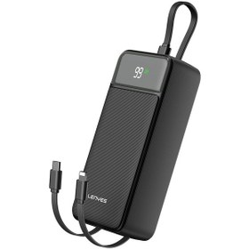Resim Lenyes Dijital LED Ekranlı Type-C ve Lightning Kablolu Powerbank Lenyes PX355D 22.5W 30.000mAh Siyah 