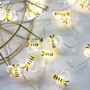 Resim 1 adet Sevimli Arı LED Aydınlatma Zinciri - 20 Sıcak Beyaz Ampul, Pil Gücüyle Çalışan Perspex Arı Süsü, Paskalya, Noel ve Ev Atmosferi için Uygun (Pil olmadan) 