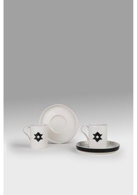 Resim Kütahya Porselen Bone Desire 4 Parça 2 Kişilik Kahve Takımı Mutlu Çok Renkli 