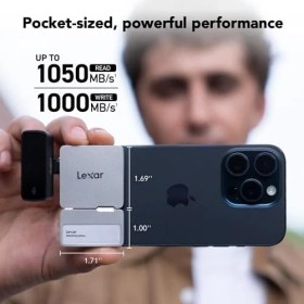 Resim Lexar Professional Go Taşınabilir Ssd, Hub ile 1 Tb Ultra Kompakt 1050 Mb/s'ye Kadar Okuma ve 1000 Mb/s'ye Kadar Yazma USB 3.2 Gen 2, iPhone 15/16 Için Gümüş 