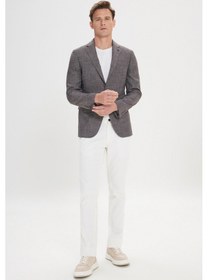 Resim Ac&Co / Altınyıldız Classics Erkek Sıyah-bordo Slim Fit Dar Kesim Mono Yaka Desenli Blazer Ceket Sıyah-bordo Siyah - Bordo 