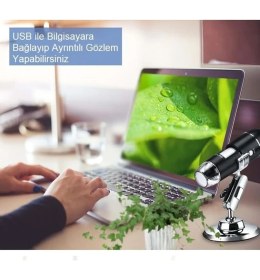 Resim Hype Store Alfalink 1600X Zoom 2mp USB Dijital Mikroskop 8 Ledli Kamera Saç, Cilt Analizi, Eğitim, Endüstriyel 