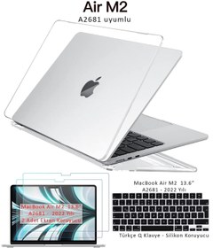 Resim Dolia Apple Macbook Air 13 M2 2022 A2681 Tam Uyumlu Set Kılıf Kapak Klavye Koruyucu Ekran Koruyucu Film 