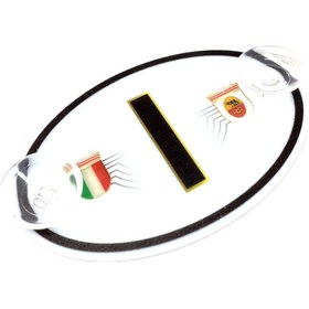 Resim SortGarage İtalya Bayraklı I Plaka Oval Vantuzlu Pleksi Cam Süsü Beyaz 11x7.5cm 